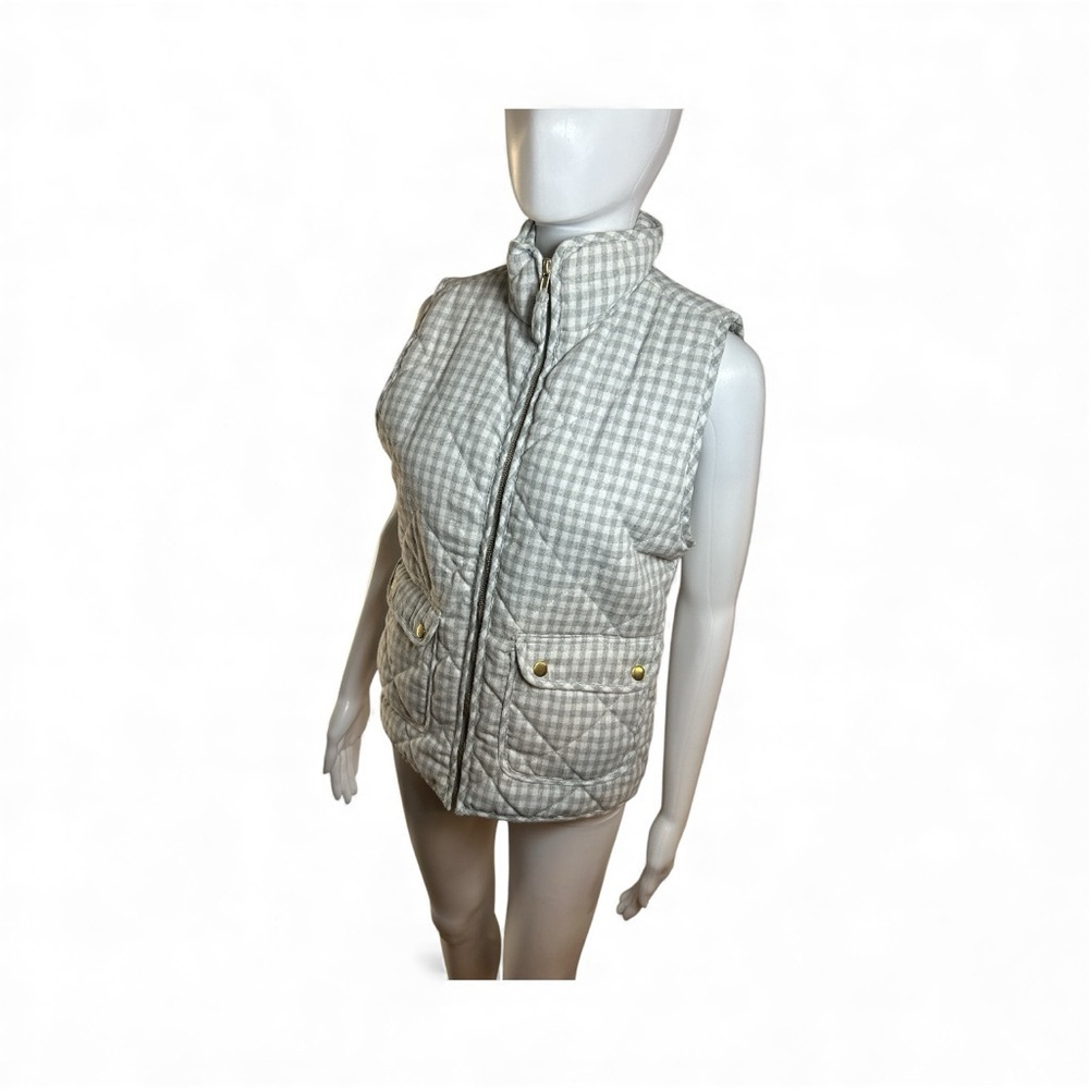 Blue Rain Women's Gray/White Checkered Quilted Puffer Vest in size small